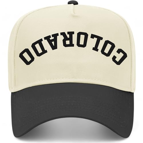 Colorado Upside Down Reversed Vintage Trucker Hat | CO | Premium Adjustable Snapback Baseball Hat for Men & Women - color: Black/Natural