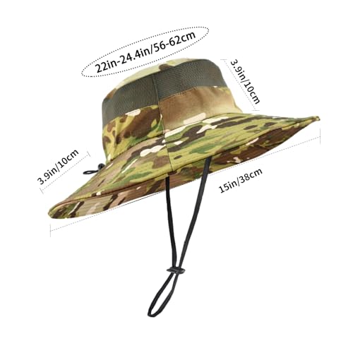 Rosoz Sun Hats for Men Women UPF 50+ Breathable Wide Brim Summer Fishing - color: Camo Green