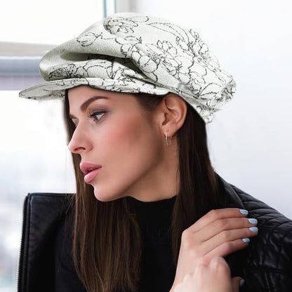 Womens Newsboy Hats Vintage Cabbie Hat Beret Paperboy Floral Painter Cap