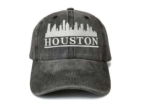 America State City Flag Hats - color: Houston Skyline (Washed Black)