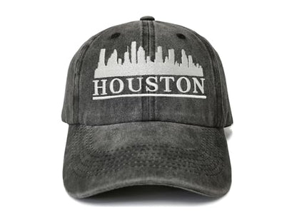 America State City Flag Hats - color: Houston Skyline (Washed Black)