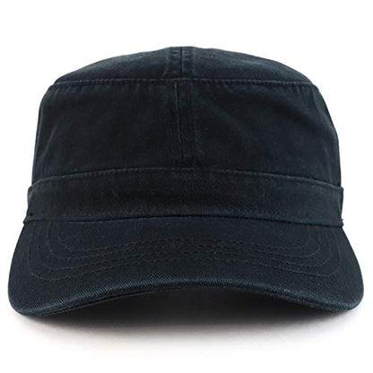 Trendy Apparel Shop Cotton Army Cap Military Flat Top Adjustable Baseball Cap - color: Black