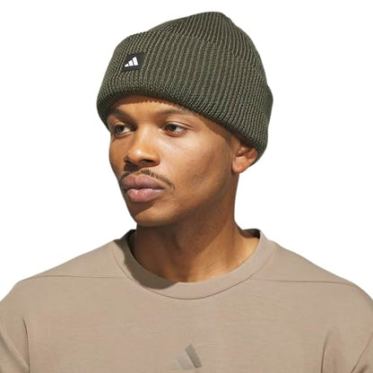 adidas Men's Premium Cuff Fold Beanie - color: Night Cargo Green/Black