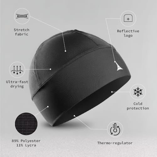 Helmet Liner Sweat Wicking Skull Cap Beanie. Ultimate Performance Moisture Wicking. Fits Under Helmets - color: American Black