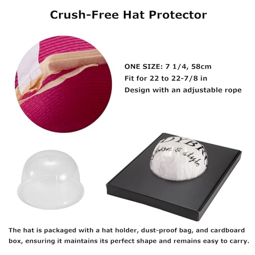 Women's Wide Brim Sun Hat - UV Protection Floppy Straw Sunhat Summer 7 1/4 - color: Rose Red, Size 58cm, for 22 - 22 7/8" ( 7, 7 1/8, 7 1/4 )