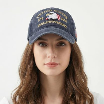 USA 250th Anniversary Baseball Cap Patriotic Embroidered American Hat - color: 1-navy