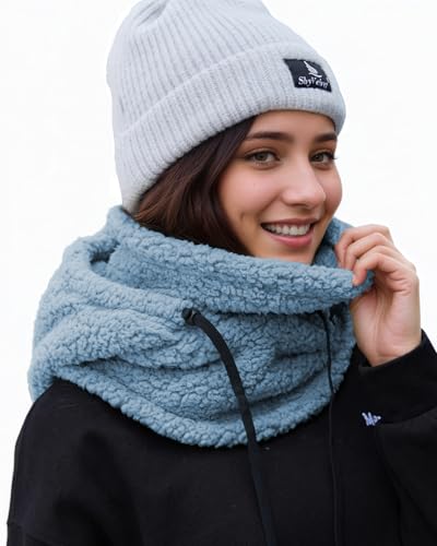 Shy Velvet Sherpa Hood Balaclava Wind-Resistant Ski Mask for Men and Women - color: Blue