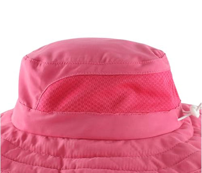 Connectyle Kids Foldable Wide Brim Sun Hat UPF 50+ Sun Protection Bucket Hats Breathable Summer Beach Hat for Boys Girls - color: Hot Pink, size: Medium