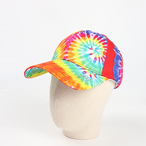 BEARUN Cotton Tie Dye Low Profile Cap Hiphop Baseball Cap Fashion Dad Hat - color: Multicolored D