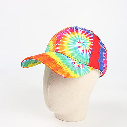 BEARUN Cotton Tie Dye Low Profile Cap Hiphop Baseball Cap Fashion Dad Hat - color: Multicolored D