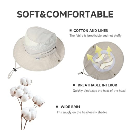 Men’s UV Sun Hat, Breathable Mesh Bucket Hat, Adjustable Chin Strap, Lightweight Foldable Outdoor Fishing Hiking Hat - color: #B32 Khaki, size: 7 1/4-7 5/8