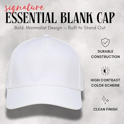 Funky Junque Mens High Crown Golf Hat, Performance Golf Cap - color: White