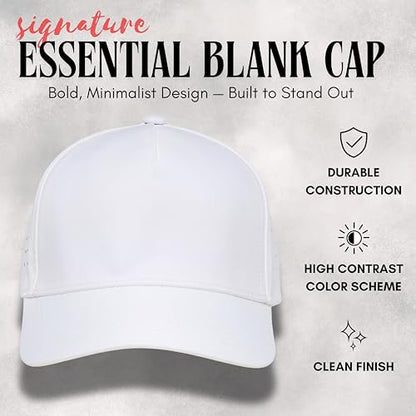 Funky Junque Mens High Crown Golf Hat, Performance Golf Cap - color: White
