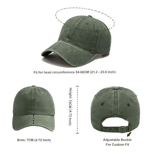 12Pieces Vintage Washed Baseball Caps for Women Men Distressed Twill Adjustable Dads Hats Unisex Style - color: Army Green