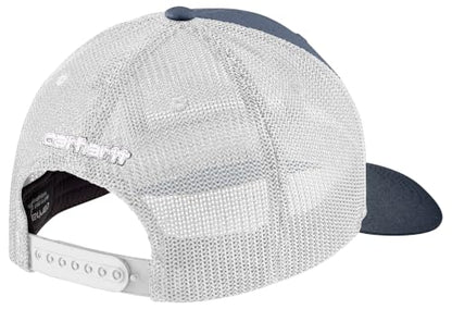 Carhartt Men's Rugged Flex Twill Mesh-Back Logo Patch Cap - color: Approaching Storm/Superstorm