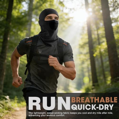 WTACTFUL Breathable Balaclava Face Mask Men, Summer UPF 50+ Sun Protection - color: Black+black