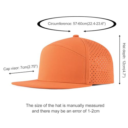 FEINION Men Laser Mesh Flat Brim Snapback Baseball Cap - color: Orange
