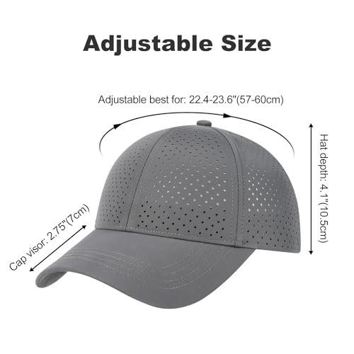 FEINION Men Laser Mesh Breathable Snapback Baseball Cap - color: Dark Grey