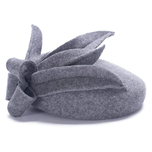 Womens Wool Felt Fascinator Cocktail Race Fancy Cheltenham Fesitval Hat A302,Gray,One Size