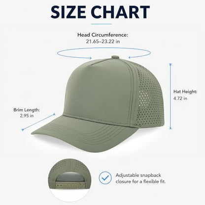5 Panel Baseball Cap Quick Dry Mesh Snapback Hat for Women Men - color: Black+sagegreen+khaki