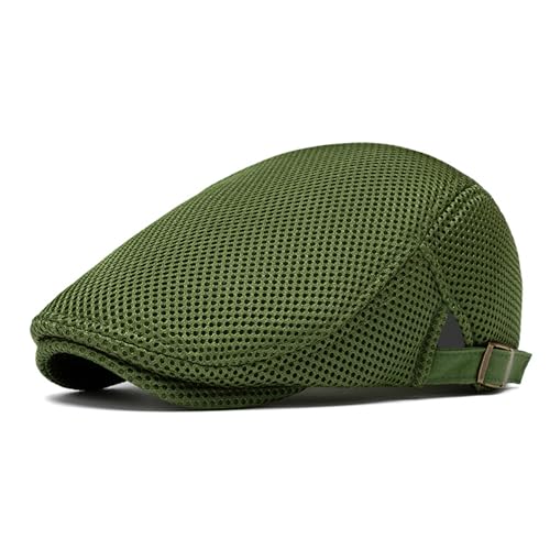 meioro Mens Breathable Mesh Summer Hat Adjustable Flat Cap Newsboy Beret Ivy Cap Irish Cabbie Fishing Hats - color: Green