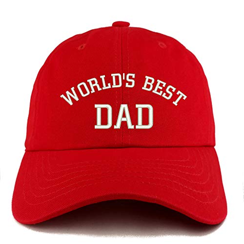 Trendy Apparel Shop World's Best Dad 단색 조절 가능한 비정형 아빠 모자 - color: Red