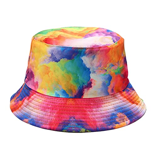 Unisex Print Double-Side-Wear Reversible Bucket Hat - color: Colorful Tie-dye B