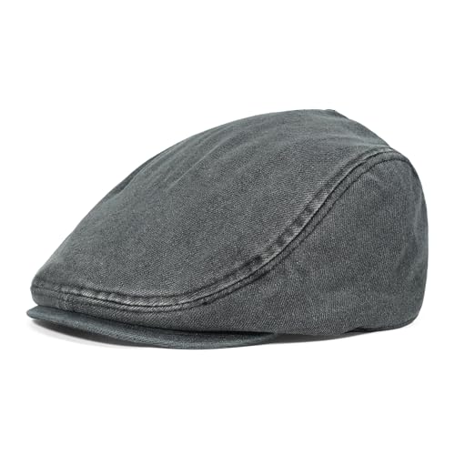 Clakllie Cotton Newsboy Cap Lightweight Short Brim Golf Flat Cap for Men Vintage Ivy Irish Hat Classic Gatsby Driving Beret - color: Nb2607-gray