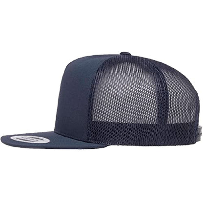 Yupoong 5-Panel YP Classic Trucker Cap | High Profile Flat Visor Snapback - color: Navy