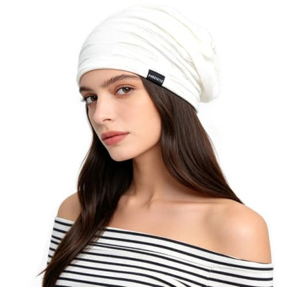 Ruphedy Men Slouchy Beanie Summer Long Oversize Thin Lightweight Skull Cap B011h - color: B401-white, size: One Size