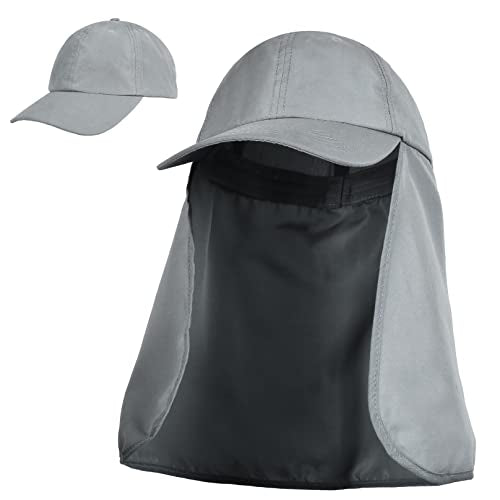 Tirrinia Wide Brim Sun Hat with Neck Flap for Men & Women - color: #3 Grey