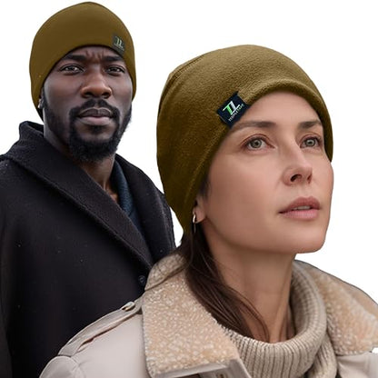 Temple Tape Tactical Fleece Watch Cap Beanie – Skull Cap Fleece Hat - Mens & Women - color: Coyote Brown, size: X-Large