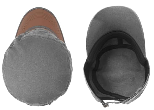 Flat Top Cap for Men Soft Cotton Adjustable Military - color: Grey