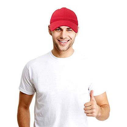 DALIX Baseball Cap Dad Hat Plain Men Women Cotton Adjustable Blank Unstructured Soft - color: Red