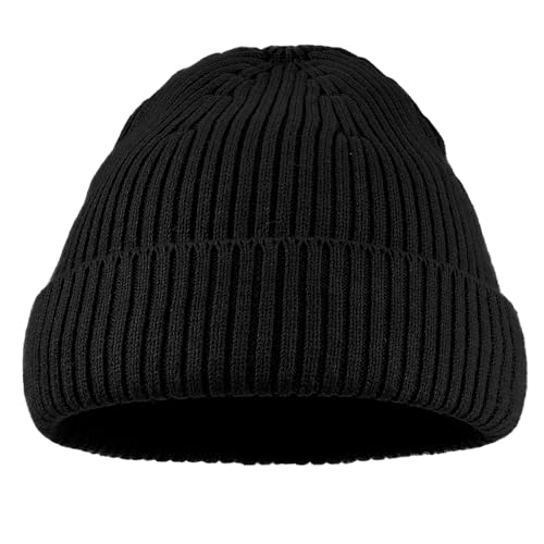 Clakllie Swag Beanie for Men Cuffed Thick Knitted Hat Warm Winter Hats Plain Stocking Skullcap Stretchy Fisherman Beanies Hat - color: Cdus-kh43-black