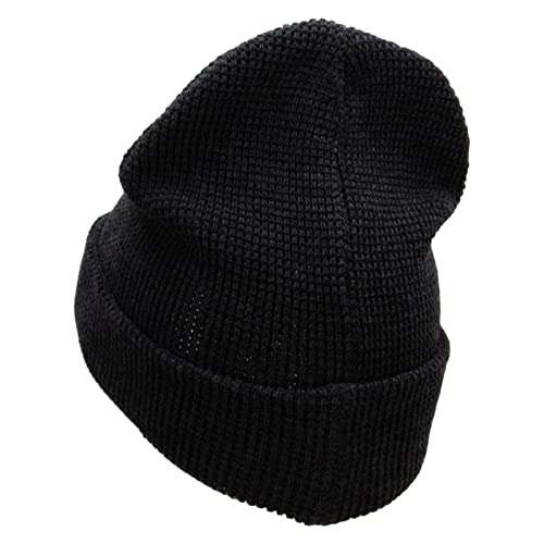 Waffle Knit Cuff Beanie - color: Dk Grey