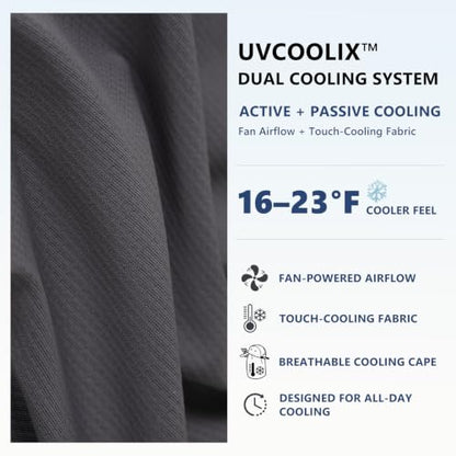 TOP-EX UVCoolix™ Cooling Neck Flap Baseball Sun Cap with Solar Fan - color: Dark Grey, size: X-Large-XX-Large
