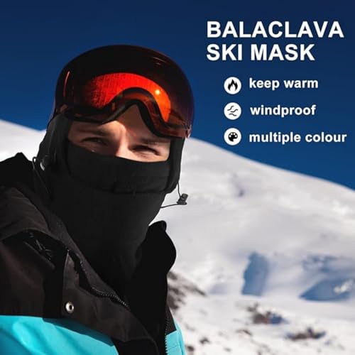 Frienda 2 Pcs Balaclava Ski Mask Windproof Warmer Fleece Adjustable Winter Mask Face Cover for Men Women - color: Black,red
