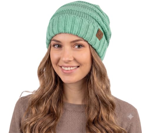 NYFASHION101 Slouch Wrinkled Beanie Cap Slouchy Skull Hat - color: Sage
