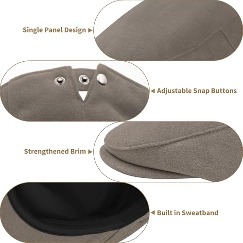 Men's Adjustable Newsboy Hat Classic Flat Gatsby Cabbie Ivy Cap for Golf Driving Winter - color: Lightngray, size: Medium