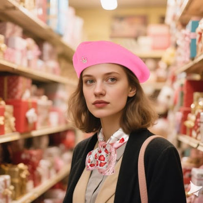 choyaxo 3pcs French Beret Hat Set Costume Accessories Set Including Beret Hat Scarf Crown Pin for Women French Themed Party - style: Vivid Style
