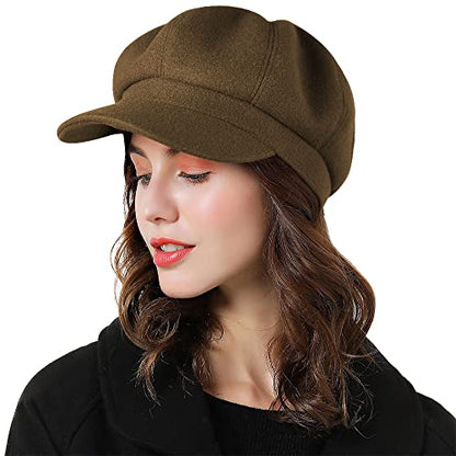 Sumolux Women Beret Newsboy Hat French Cap Classic Winter - color: Brown