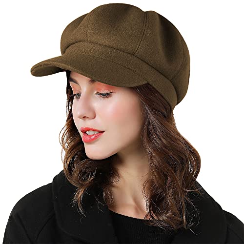 Sumolux Women Beret Newsboy Hat French Cap Classic Winter - color: Brown