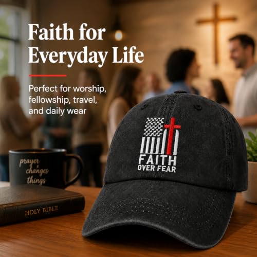 Man of God Husband Dad Embroidered Hat Camping Caps for Women - color: Faiths Over Fear 32