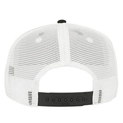 OTTO SNAP Hawaiian Pattern Square Flat Visor 6 Panel Pro Style Snapback Hat - color: Blk/Blk/Wht