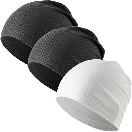 WTACTFUL 3-Pack Breathable Cooling Skull Cap for Men & Women Summer - color: Black+black+white