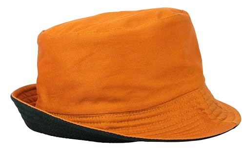 Gelante Reversible Bucket Hat for Men and Women - Cotton, Outdoor Sun Protection Bucket Hats. - color: Orange/Black