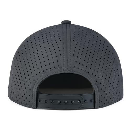 FEINION Men Laser Mesh Flat Brim Snapback Baseball Cap - color: Dark Grey