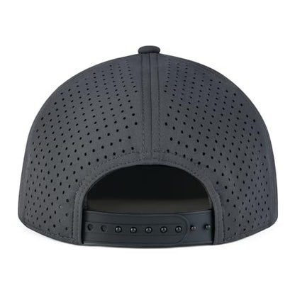 FEINION Men Laser Mesh Flat Brim Snapback Baseball Cap - color: Dark Grey