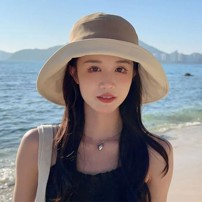 Gogobear Womens Sun Hats Summer UPF 50+ Wide Brim Beach Sun Hat - color: Khaki